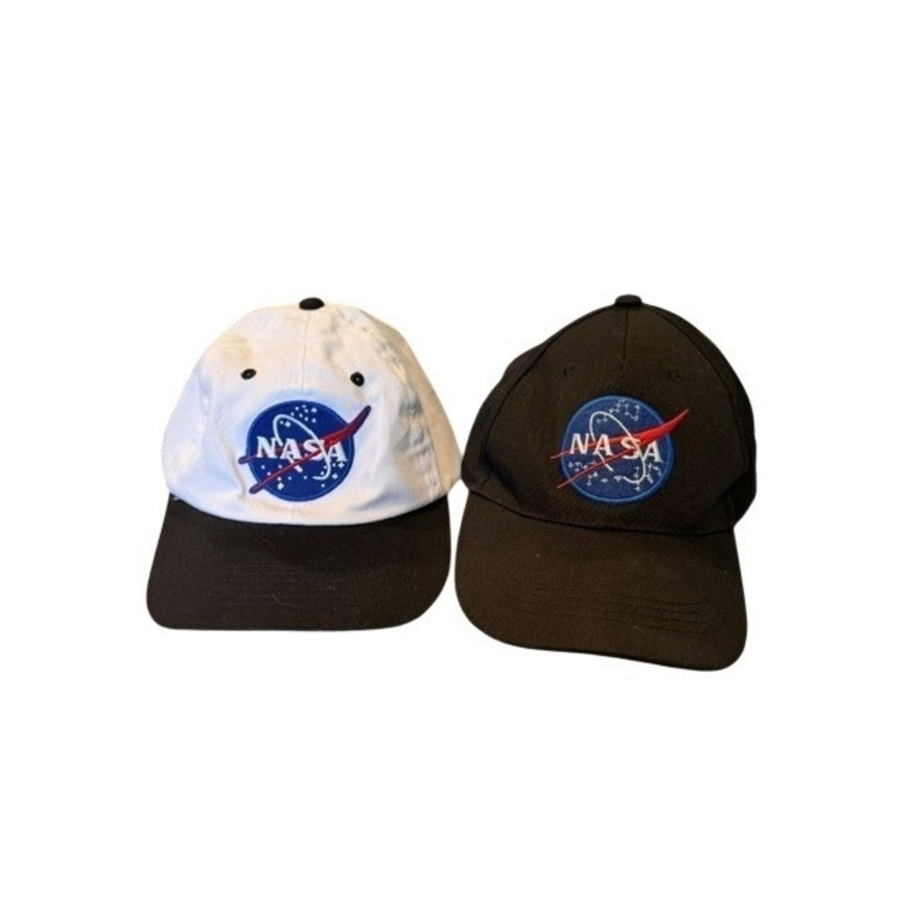 NASA Kids Baseball Caps Lot of 2 Aeromax/Space Astronaut‎ Hats Black White  EUC
